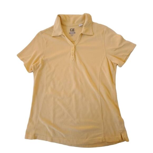 Cutter & Buck Dry Tec Womens Yellow Short Sleeve Polo Golf Top Medium - Picture 1 of 9